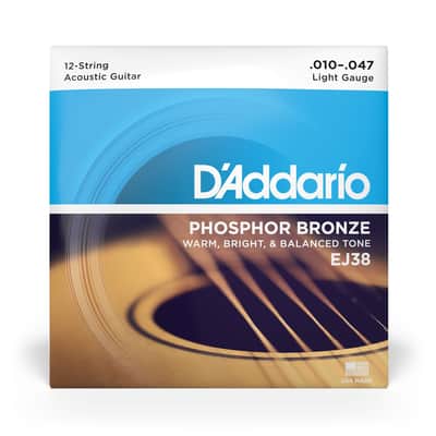 D'Addario Phosphor Bronze 12-String Set, 10-47, Light, EJ38 image 1