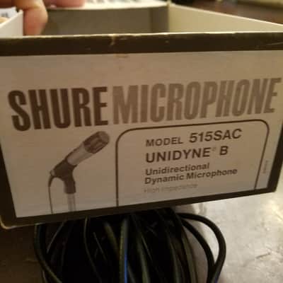 Shure Hi-Z Unidirectional Dynamic Mic 515SAC Unidyne B + Clip IOB 1968 - black and silver image 6