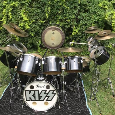 Pearl Peter Criss 1970’s KISS Alive 2  Drum Set Black/Chrome 14-Piece Fiberglass Concert Tom Drums image 1