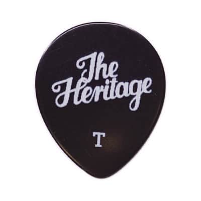 Heritage Guitars 347 Shape Celluloid Black Vintage Guitar Pick, Thin, 12 Stück im Zinn-Etui black image 2