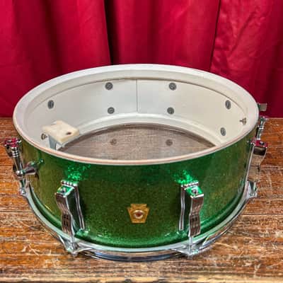 1960s Ludwig 5x14 No. 908P Jazz Festival Snare Drum Green Sparkle image 13