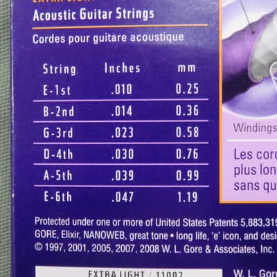 Elixir 11002 Nanoweb 80/20 Bronze Acoustic Guitar Strings - Extra Light (10-47) image 5