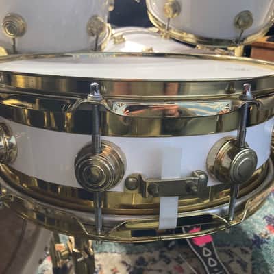 DW Zak Starkey's THE WHO, 8-Piece Tour Set with Rack and Matching Snare! 1988 - White/Gold Hardware image 21