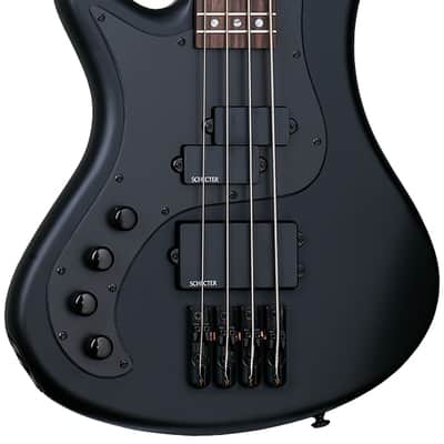 Schecter Stiletto Stealth-4 Electric Bass. Left Handed Satin Black image 1
