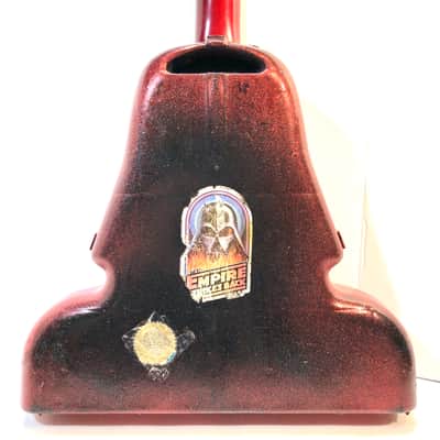 Electric guitar made out of a vintage star wars action figure case because who the hell knows why The Blinged Out Darth Vadercaster 2020 Hot Rod Red Sparkle image 9