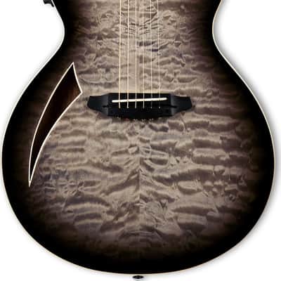 ESP LTD TL-6 Thinline Acoustic-Electric Guitar, Quilted Maple Top, Charcoal Burst image 1