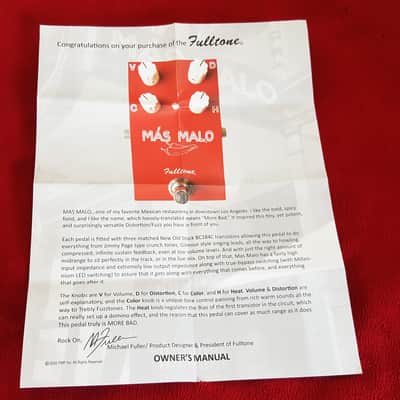 (MINT) Fulltone Mas Malo Distortion / Fuzz 2010s - Red image 12