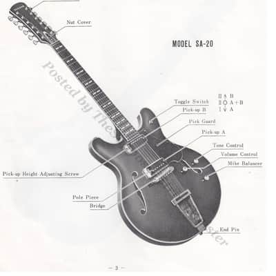 Yamaha SA-20 12-String Hollow Body 1968 - 1972 - Sunburst image 16