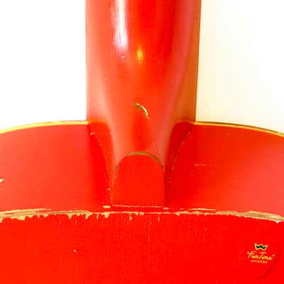 1950s Harmony Stella Sundale H907 Parlor Guitar Jubilee Red & White Acoustic w/ Hardshell Case – “Candy” image 17