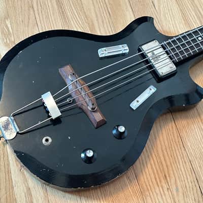 Supro Pocket Bass with Original Case Extra Short Scale Thick Neck 1961 - Black image 1