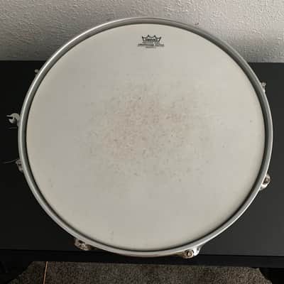 Ludwig L-404 Acrolite 5x14" 8-Lug Aluminum Snare Drum with Rounded Blue/Olive Badge 1979 - 1993 - Gray image 11
