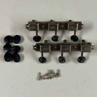Gibson Skylark Lap Steel Tuners with Screws and Black Replacement Buttons 1950's (T-441) image 1