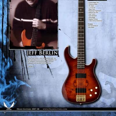 Dean Jeff Berlin Player Signature - Trans Brazilia Burst - 2010s - Dual Humbuckers - Active - 4-String Bass image 17