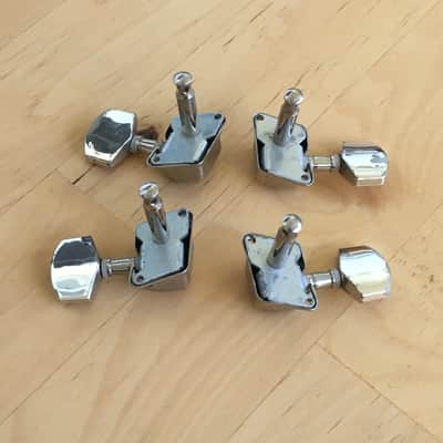 Lot Of 4 Import Electric Acoustic Guitar Chrome Tuners Korea MIJ? Slanted Cases image 3