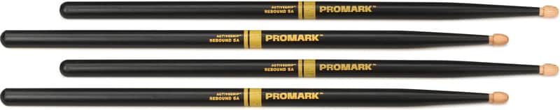 Promark Rebound Drumsticks with ActiveGrip - 5A (2-pack) (5-pack) Bundle image 1