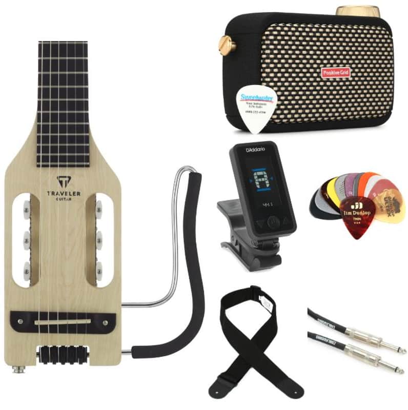 Traveler Guitar Ultra-Light Nylon and Spark GO Amp Bundle - Natural Maple image 1