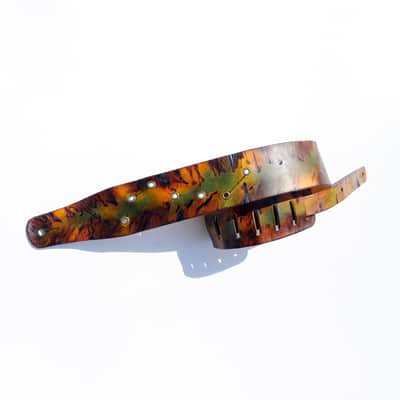 burnyblack vintage distressed guitar strap - big dipper green/brown/yellow image 6