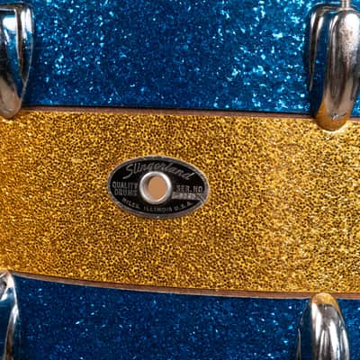 1970s Slingerland 12x15 Blue and Gold Tri Band Tom image 10