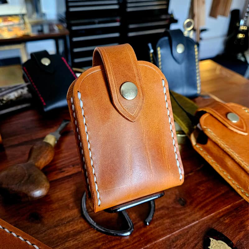 Guitar Wireless transmitter holster - handmade, hand stitched, vegetable tanned leather. image 1