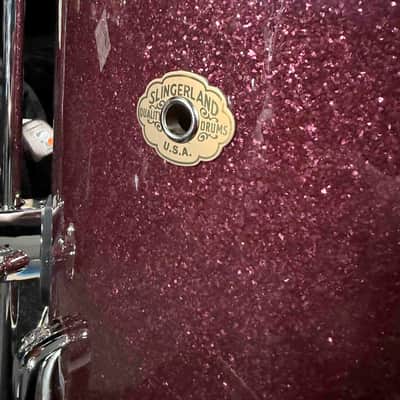 ~NEW!~ 2026 Slingerland RadioKing Mahogany/Poplar/Mahogany 3-Piece 13/16/22 Drum Kit Set in Maroon Glass Glitter with Nickel Hardware image 7