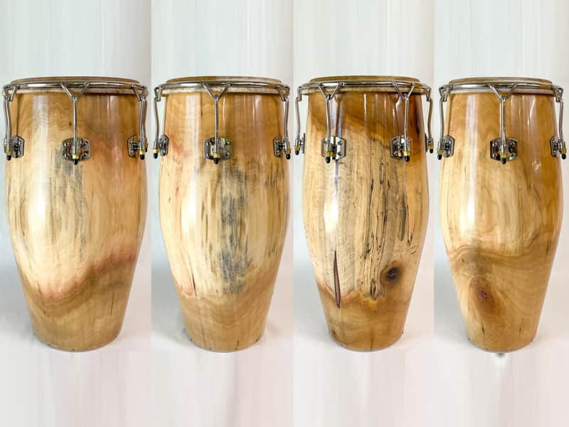 Manito Percussion Spalted Poplar Solid Shell Four Conga Set 2024 - Natural image 1