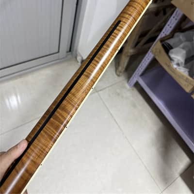 AAA 20 fret Roasted flame maple J BASS guitar neck part block inlay binding image 3