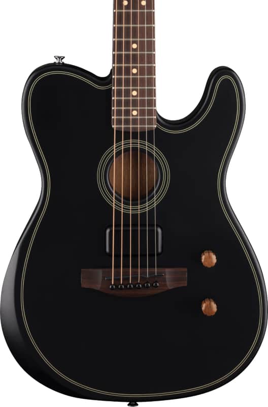 Fender Acoustasonic Standard Telecaster Acoustic-Electric Guitar, Solid Spruce Top, Black image 1