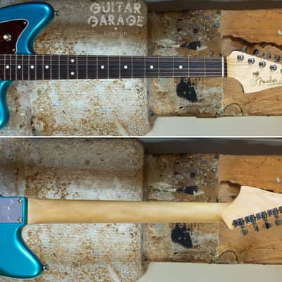 Fender USA American Professional Jazzmaster Blue Sparkle Metallic offset guitar - AVRI neck - p90 image 5