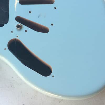 Lefty Fender Jagstang Sonic Blue 24” Short Scale Solid Guitar Body NOS Relic Custom Luthier Project image 4