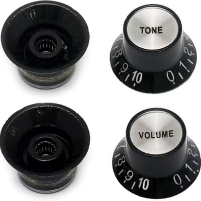 Electric Guitar Top Hat Knobs Speed Control Knobs 2 Volume 2 Tone Compatible with Les Paul LP Electric Guitar, Guitar Parts Replacement, Black image 2