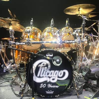 Tris Imboden's Chicago 50th Anniversary DW, Paiste, Gibraltar Complete Drum Set 2017 - Mirror Gold Lacquer. Immaculate! Authenticated! image 9