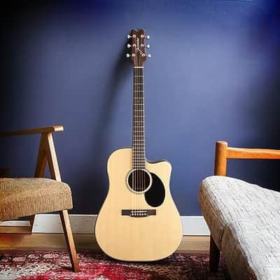 Jasmine J-Series Acoustic-Electric Guitar, Natural (JD36CE-NAT-U) image 3