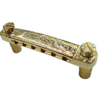 Gold Guitar Vintage Engraved Top LP SG Style Stopbar Tailpiece image 5