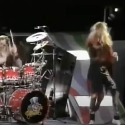 Rikki Rockett's Poison, 1990-1992 Flesh and Blood Tour DW 7-Piece Drum Set Early 1990s - Custom Red Flame Graphic by Cycle Fab image 6