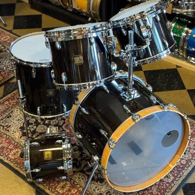 VINTAGE 1980's Gretsch Square Badge Factory Original Drum Set in Gloss Ebony - 16x22, 10x10, 10x12, 11x13, 16x16 image 4