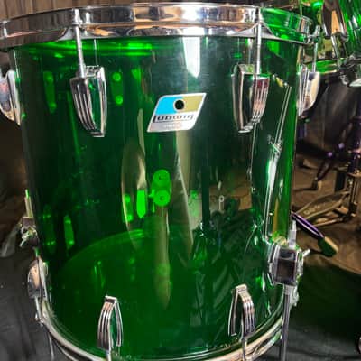 Rikki Rockett's Poison "Crack A Smile", Ludwig Green Vistalite 5-Piece Set 22", 16", 13", 12" with 5.5x14" Zickos Snare image 8