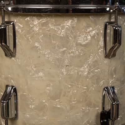 Vintage Rogers White Marine Pearl Drum Set 14x24 9x13 16x16 and 16x18 image 19