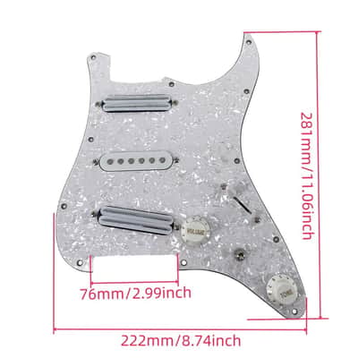 Stratocaster Style Loaded SSS Guitar Pickguard and Pickup, Pearl White image 5