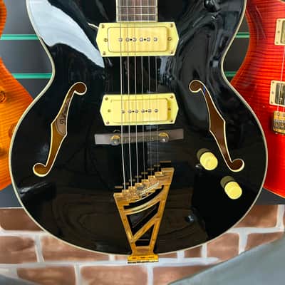 D'Angelico Excel EX-59 P90 Solid Black 2016 Hollow Body Electric Guitar image 4