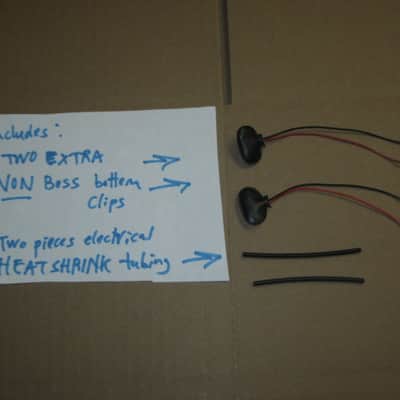 3 used genuine BOSS older battery clips (1 GRAY, early 1980s / 2 BLACK - one late from 1980s, other from 1990s) (NO pedals) - also including 2 new NON Boss battery clips, 2 extra wires, 2 pieces heat shrink tubing (AS IS / FINAL SALE- read description) image 20