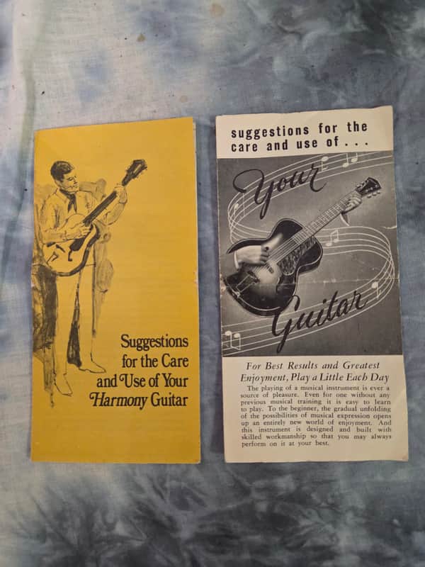 Vintage RARE 1950 -1965 Harmony Guitar Care Brochures Case Candy image 1