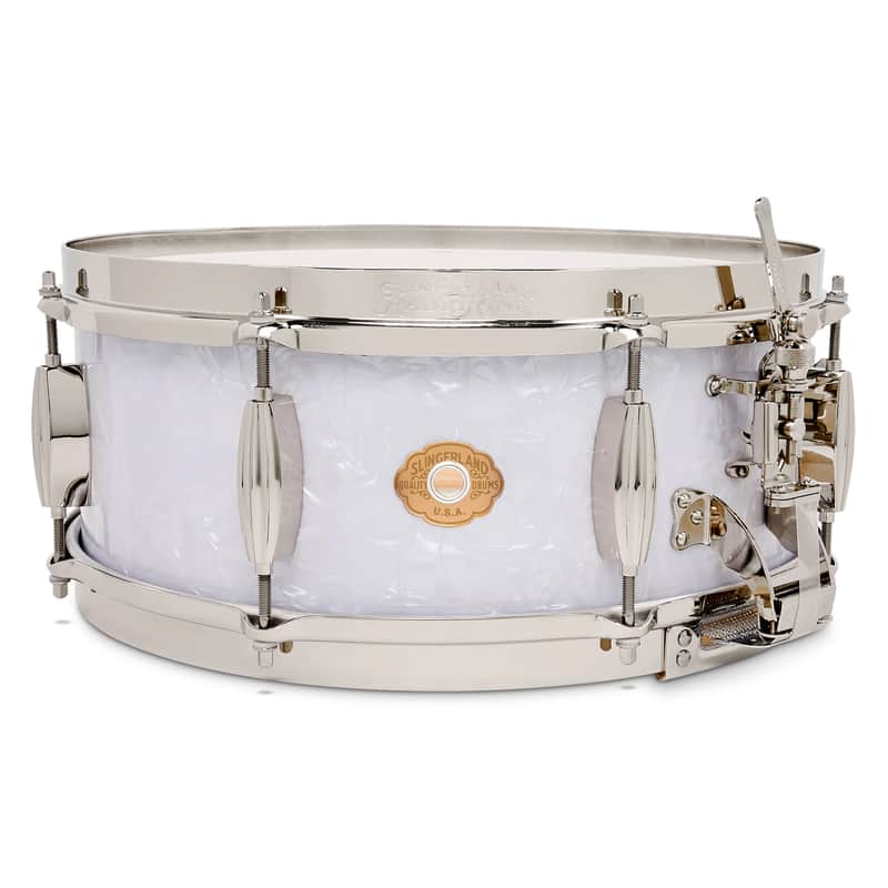 Slingerland 5.5x14" Radio King Solid Maple Snare Drum, White Marine Pearl, Nickel HW image 1