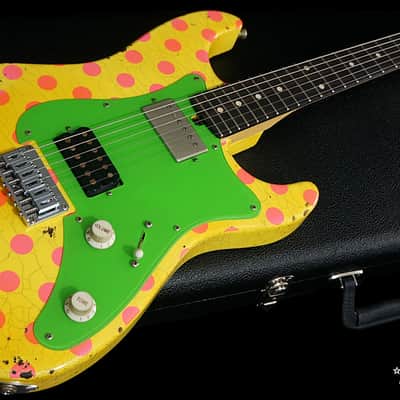 Friedman USA Custom Shop Vintage S Guitars in Graffiti Yellow with Pink Polka Dots image 2