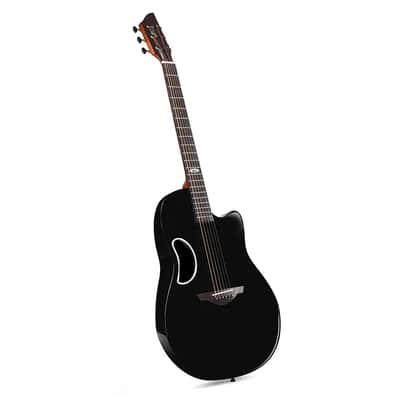 WINZZ AFO300C Solid Spruce Top With Carbon Fiber Back Acoustic Electric Guitar - Black image 10