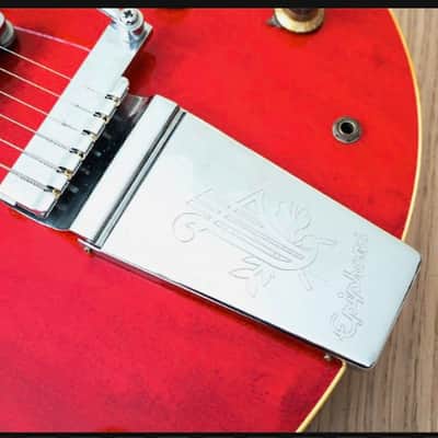 EPIPHONE CASINO UPGRADE!! Engraved Nickel Long Maestro Vibrola Vibrato Lyre Tailpiece Tremolo W/ Roller Bridge fits Casino, Sheraton, Dot, ES335, SG, & Firebird Guitars image 1