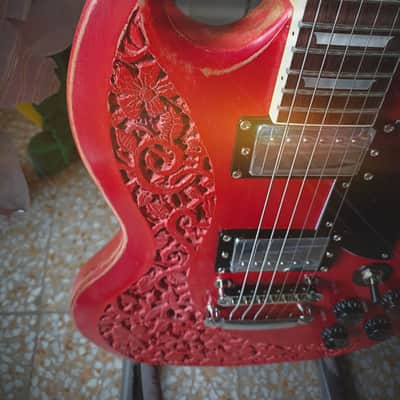 Custom Harley Benton SG type 2023 - Red, hand Carved in Florence, Italy. Custom Guitar, Solid Body; Vintage look Double cut image 7