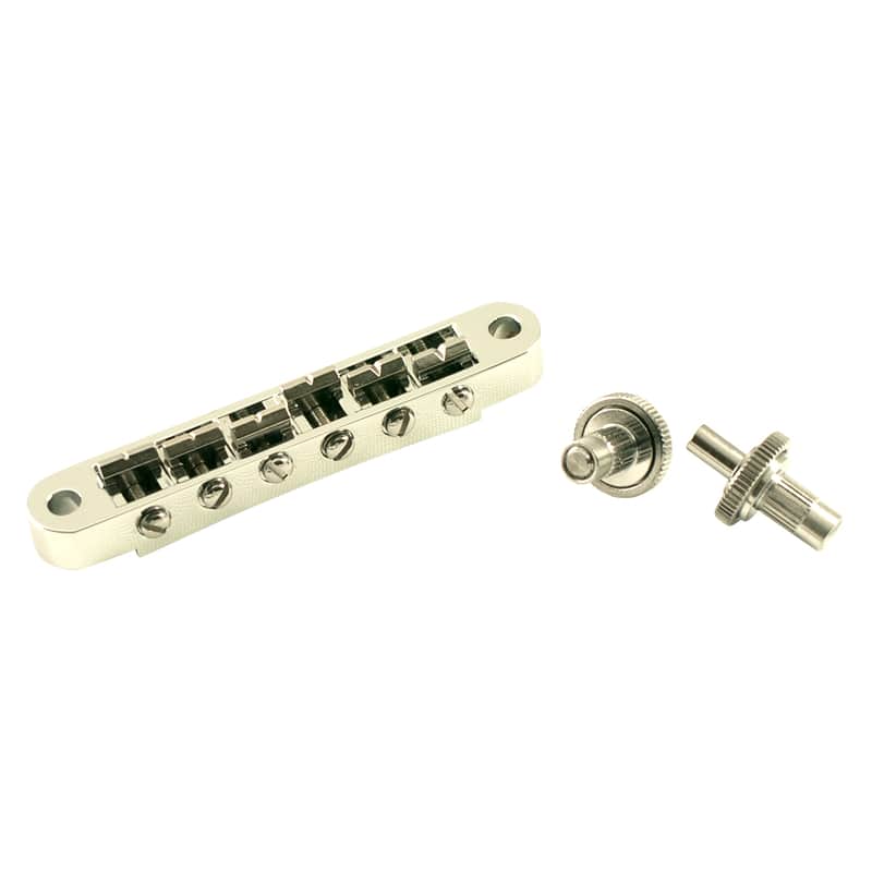 Kluson USA Replacement Left Hand Zinc Nashville Tune-O-Matic Bridge With Brass Saddles Chrome image 1