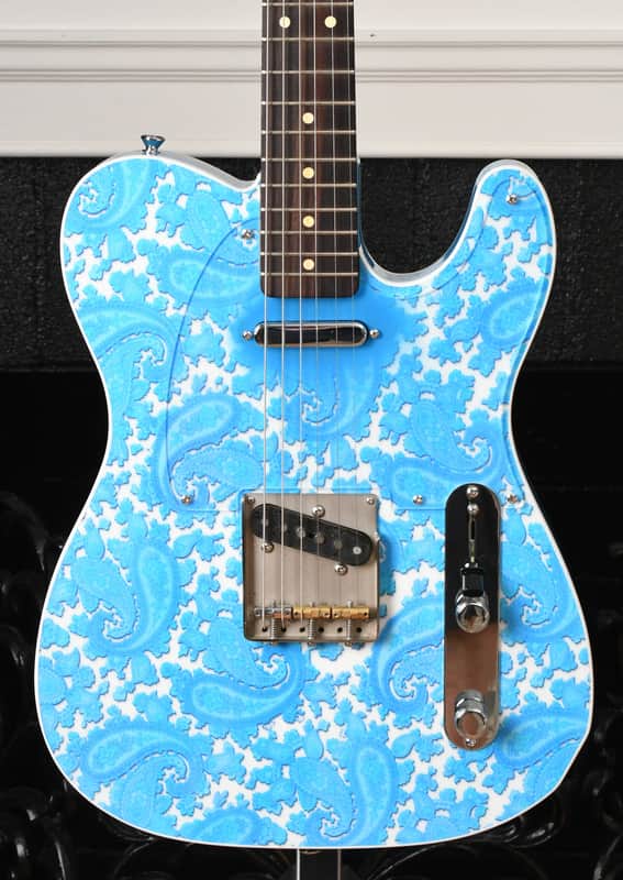 Crook Telecaster Blue Sparkle Paisley Two Necks both Maple and Rosewood Option image 1