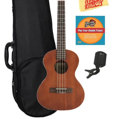 Kala KA-TE Satin Mahogany Tenor Acoustic-Electric Ukulele w/ Hard Case image 1