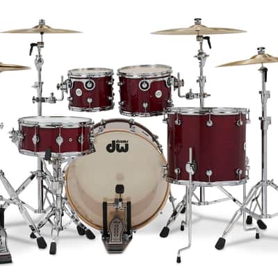 DW Design Series 4-Piece 22" Bass Drum Maple Shell Pack - Cherry Stain w/Chrome Hardware image 4
